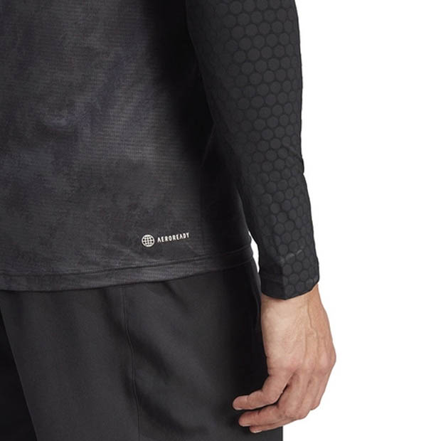 [아디다스 남성용 파리스 긴소매 테니스 상의] adidas Men`s Paris Long Sleeve Tennis Top - Carbon and Black