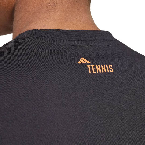 [아디다스 남성용 RG 로고 테니스 티셔츠] adidas Men&#039;s Roland Garros Logo Graphic Tee - Black