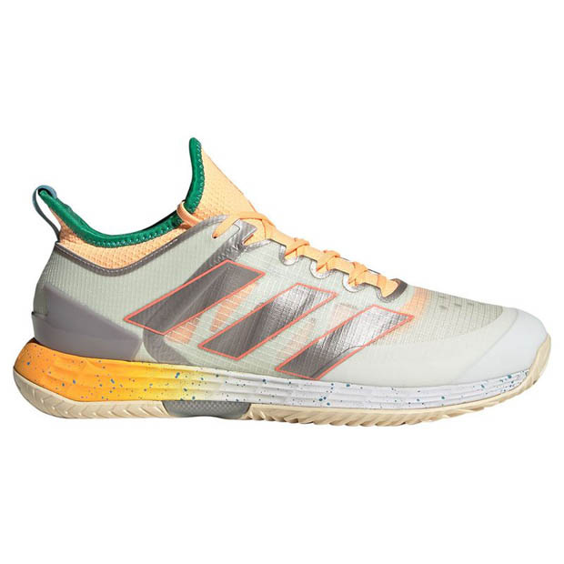 [아디다스 남성용 아디제로 우버소닉 4 Racquet Mag x Miapulco 테니스화] Adidas Men&#039;s adizero Ubersonic 4 Racquet Mag x Miapulco Tennis Shoes - Off White and Metallic Taupe