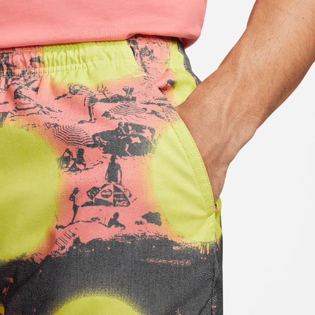 [나이키 남성용 6인치 프린트 드라이-핏 헤리티지 프린트 테니스 반바지] NIKE Men`s 6 Inch Dri-Fit Heritage Print Tennis Shorts - Volt