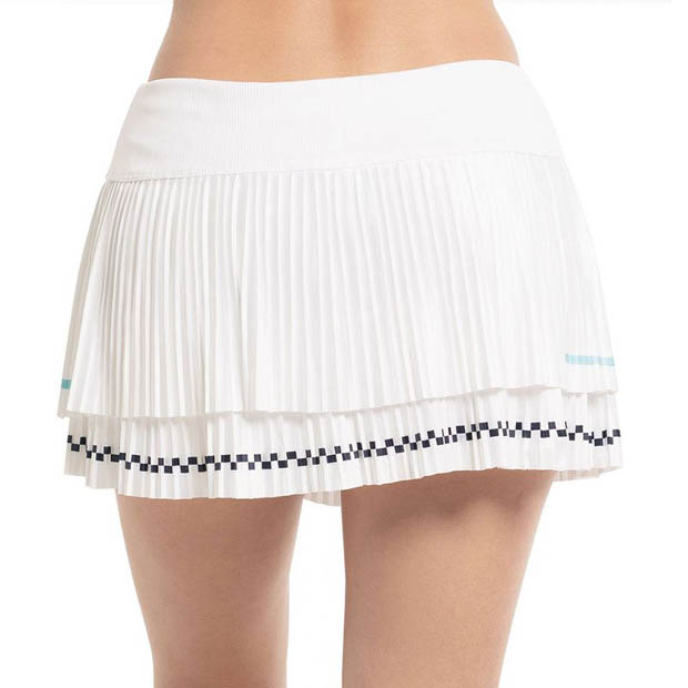 [럭키인러브 여성용 Cool Urbana Finish Line Pleated 테니스 스커트] LUCKY IN LOVE Women`s Cool Urbana Finish Line Pleated Tennis Skirt - White