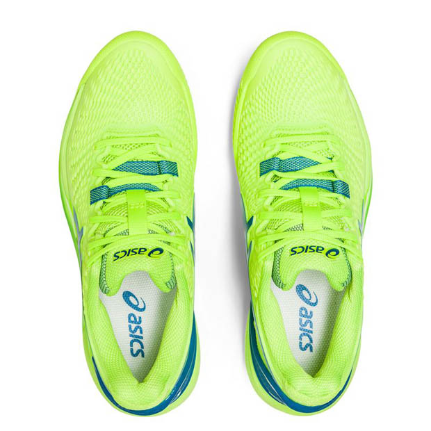 [아식스 여성용 젤-레졸루션 9 클레이용 테니스화] ASICS Women`s GEL-Resolution 9 Clay Tennis Shoes - Hazard Green and Reborn Blue