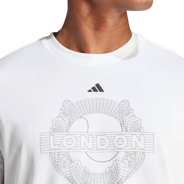 [아디다스 남성용 윔블던 그래픽 테니스 티셔츠] adidas Men&#039;s Wimbledon Graphic Tennis Tee - White