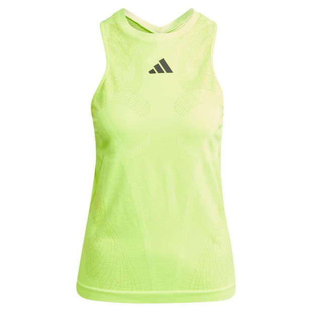 [아디다스 여성용 심리스 테니스 Y-탱크]  Adidas Women&#039;s Seamless Tennis Y-Tank - Lucid Lemon