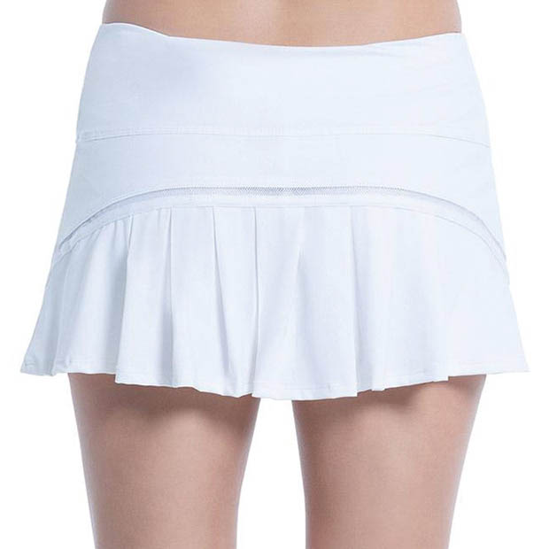 [럭키인러브 여성용 Mesh Inline 테니스 스커트] LUCKY IN LOVE Women`s Mesh Inline Tennis Skirt - White and Silver