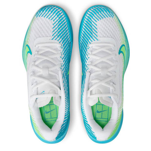 [나이키 여성용 에어 줌 베이퍼 11 테니스화] NIKE Women`s Air Zoom Vapor 11 Tennis Shoes - White and Teal Nebula