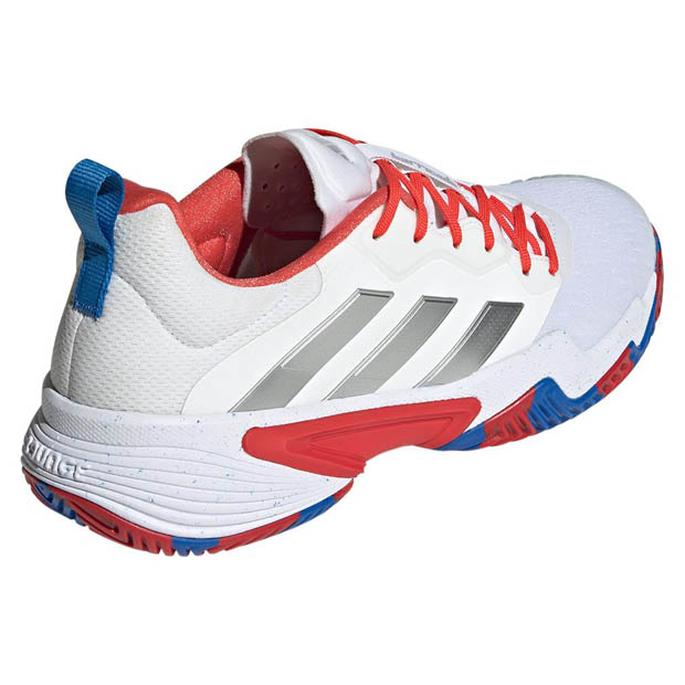 [아디다스 남성용 바리케이드 테니스화] Adidas Men`s Barricade Tennis Shoes - White and Metallic Silver