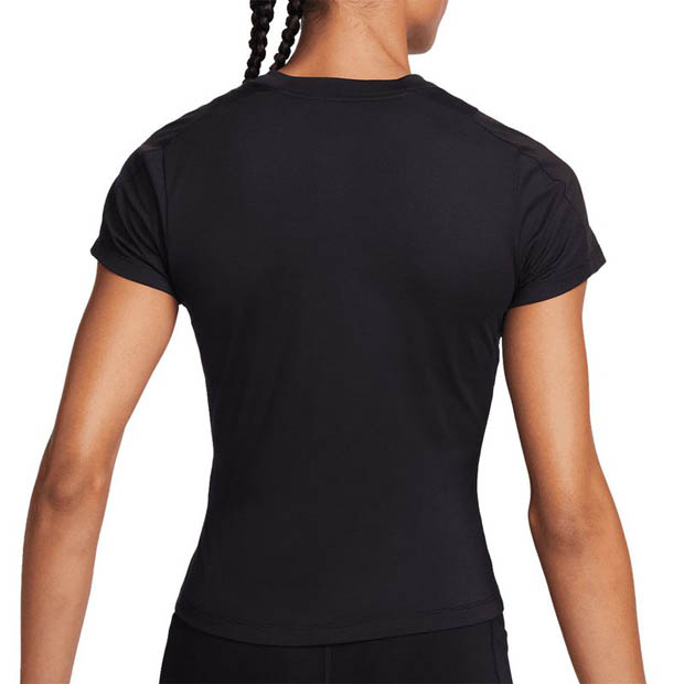 [나이키 여성용 드라이핏 어드밴티지 반팔 테니스 상의] NIKE Women&#039;s Dri-Fit Advantage Short Sleeve Tennis Top - Black