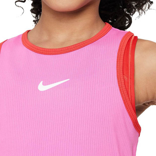 [나이키 여자 쥬니어 코트 드라이핏 빅토리 테니스 탱크] NIKE Girls` Court Dri-FIT Victory Tennis Tank - Playful Pink