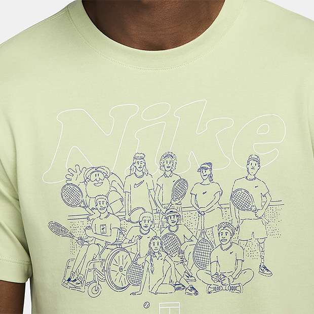 [나이키 남성용 드라이-핏 코트 그래픽 티셔츠] NIKE Men`s Dri-fit Court Graphic T-Shirt - Olive Aura