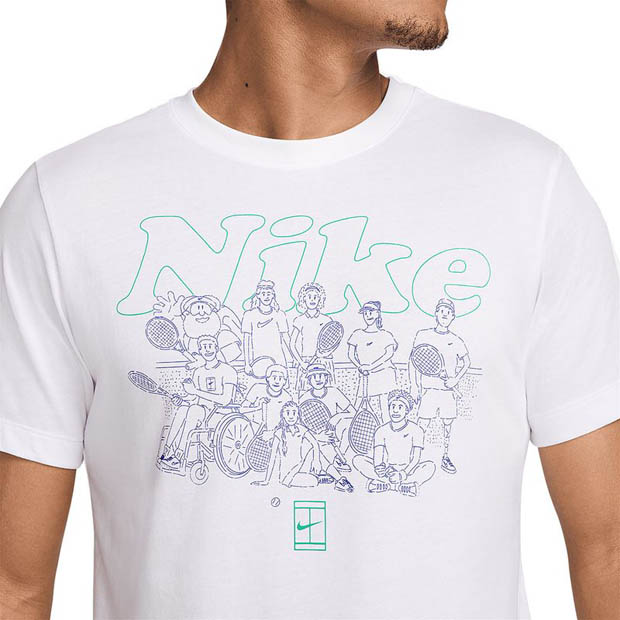 [나이키 남성용 드라이-핏 코트 그래픽 티셔츠] NIKE Men`s Dri-fit Court Graphic T-Shirt - White