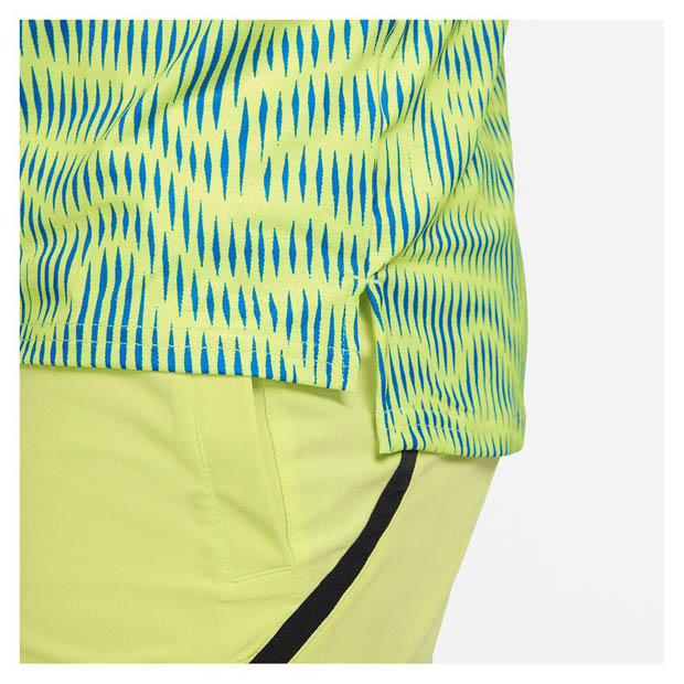 [나이키 남성용 드라이-핏  어드밴티지 프린트 테니스 상의] NIKE Men&#039;s Dri-Fit Advantage Print Tennis Top - Light Lemon Twist