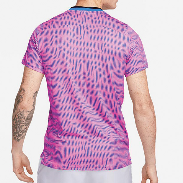 [나이키 남성용 드라이-핏  어드밴티지 프린트 테니스 상의] NIKE Men&#039;s Dri-Fit Advantage Print Tennis Top - Playful Pink