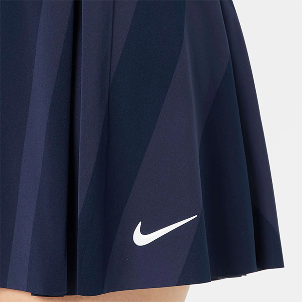 [나이키 여성용 드라이-핏 클럽 어드밴티지 프린트 테니스 스커트] NIKE Women`s Dri-Fit Advantage Printed Tennis Skirt - Midnight Navy and White