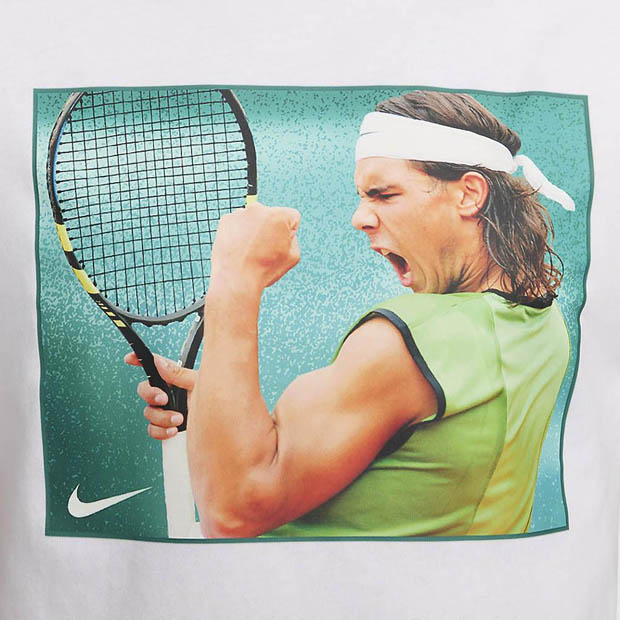 [나이키 남성용 라파 나달 리미티드 티셔츠] NIKE Men`s Rafa Nadal Celebration Cotton Short Sleeve Tennis Top - White