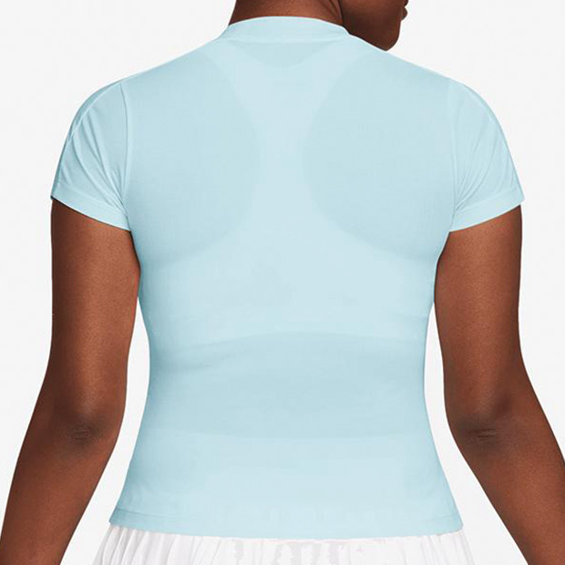 [나이키 여성용 드라이핏 어드밴티지 반팔 테니스 상의] NIKE Women&#039;s Dri-Fit Advantage Short Sleeve Tennis Top - Glacier Blue