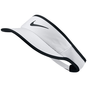 [나이키 여성용 에어로빌 페더라이트 어드저스터블 테니스 바이저]NIKE Women`s Aerobill Featherlight Adjustable Tennis Visor - White w/Black
