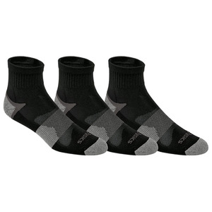 [아식스 남성용 퀵 라이트 쿠션 쿼터 양말 3팩]Asics Men&#039;s Quick Lyte Cushion Quarter Socks 3 Pack - Black