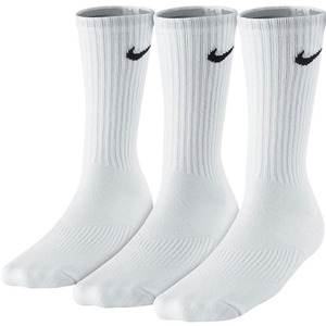 [나이키 쥬니어용 코튼 쿠션 크루 양말]Nike Boy&#039;s Cotton Cushion Crew Socks 3 Pack - White w/Black