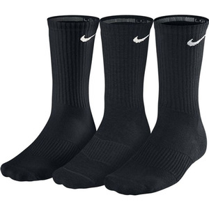 [나이키 쥬니어용 코튼 쿠션 크루 양말]Nike Boy&#039;s Cotton Cushion Crew Socks 3 Pack - Black w/White