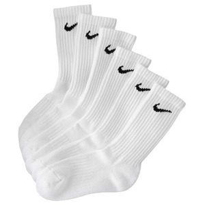 [나이키 쥬니어용 코튼 쿠션 크루 양말]Nike Boy&#039;s Cotton Cushion Crew Socks 6 Pack - White w/Black