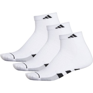 [아디다스 남성용 쿠션 3팩 쿼터 양말] Adidas Men&#039;s Cushioned 3-Pack Quater Sports Socks - White