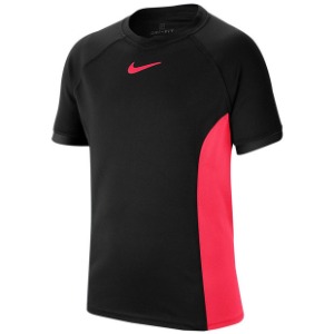 [나이키 남자 쥬니어 코트 드라이 반팔 테니스 상의] NIKE Boy&#039;s Court Dry Short Sleeve Tennis Top - Black W/ Laser Crimson