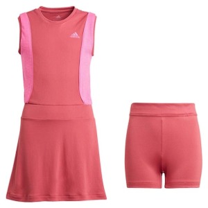[아디다스 여자 쥬니어 팝업 테니스 드레스] adidas Girls` Pop Up Tennis Dress - Wild Pink and Screaming Pink