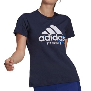 아디다스 여성용 그래픽 로고 테니스 티셔츠
