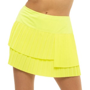[럭키인러브 여성용 롱 프리 스피릿 플리트드 테니스 스커트] LUCKY IN LOVE Women`s Long Free Spirit Pleated Tennis Skirt - Neon Yellow
