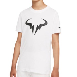 [나이키 남자 쥬니어 라파 코트 드라이핏 시즈널 테니스 티셔츠] NIKE Boy&#039;s Rafa Court Dri-FIT Seasonal Tennis T-Shirt - White