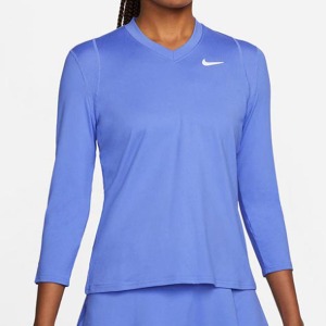나이키 여성용 코트 드라이핏 UV 빅토리 8부 소매 테니스 티셔츠 Size S only - Sapphire