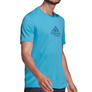 [아디다스 남성용 게임 스웨트 매치 그래픽 테니스 티셔츠] adidas Men`s Game Sweat Match Graphic Tennis T-Shirt - Sky Rush