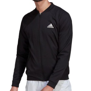 [아디다스 남성용 스트레치 우븐 테니스 자켓] Adidas Men`s Stretch Woven Tennis Jacket - Black and White