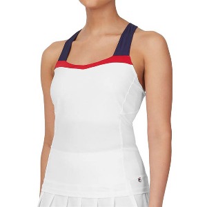 [휠라 여성용 헤리티지 에센셜 레이서백 테니스 탱크] FILA Women`s Heritage Essentials Racerback Tennis Tank - White