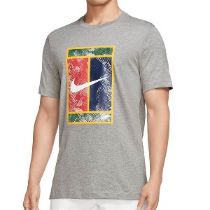 [나이키 남성용 코트 헤리티지 테니스 티셔츠] NIKE Men`s Court Heritage Tennis T-Shirt - Dark Grey Heather