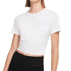 [나이키 여성용 드라이핏 One Luxe 트위스트 스탠다드 핏 반팔 상의] NIKE Women`s Women&#039;s Dri-FIT One Luxe Twist Standard Fit Short-Sleeve Top - White
