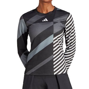[아디다스 여성용 히트 레디 3/4부 소매 테니스 상의] Adidas Women&#039;s Heat Ready 3/4 Long Sleeve Tennis Top - Black