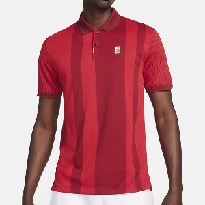[나이키 남성용 코트 드라이-핏 헤리티지 프린트 테니스 폴로] NIKE Men`s Court Dri Fit Heritage Print Tennis Polo - Team Red